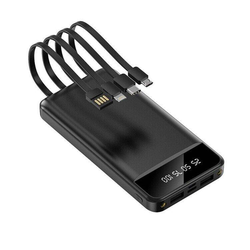 Ultimate Portable Power Bank 10000mAh with 4 Built-In Cables - Stay Charged Anywhere!