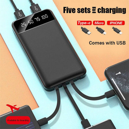 Ultimate Portable Power Bank 10000mAh with 4 Built-In Cables - Stay Charged Anywhere!