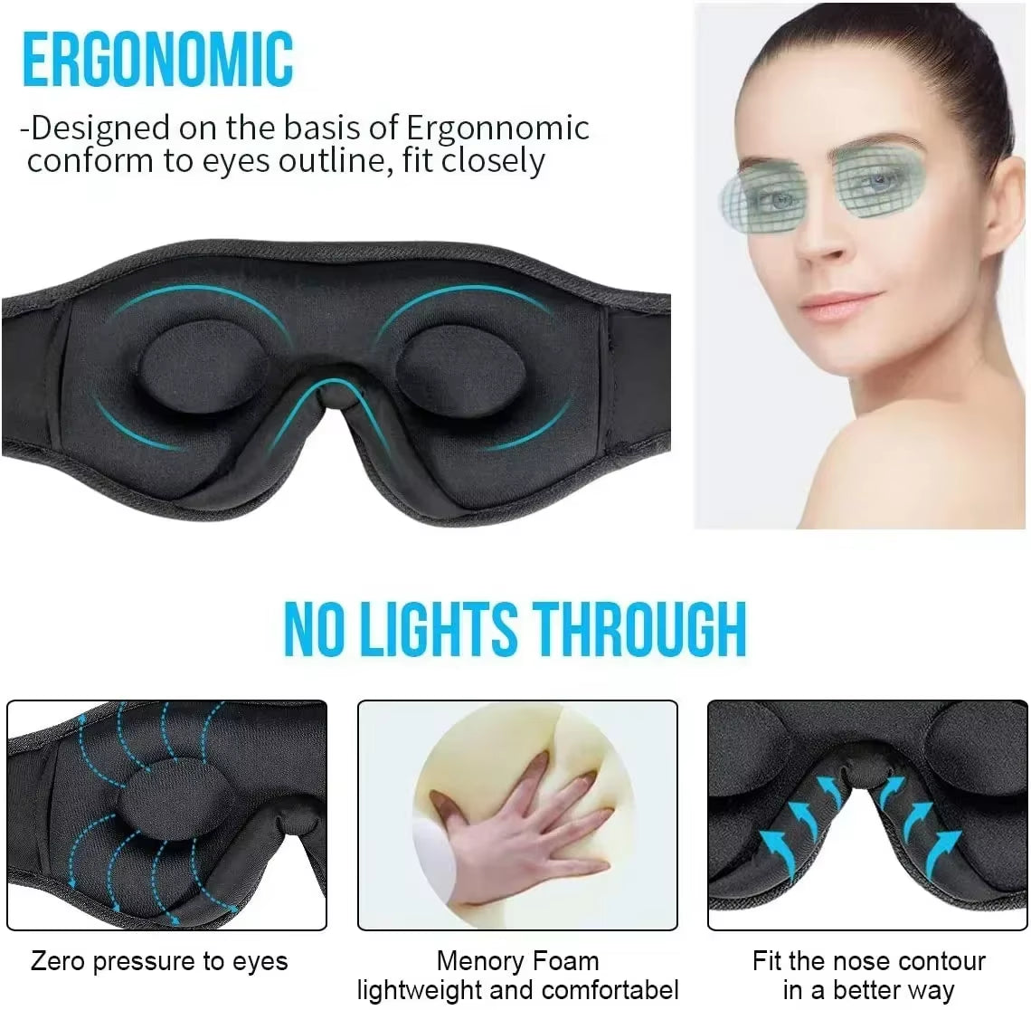 Experience Blissful Sleep with Our Bluetooth 3D Sleep Mask Featuring Built-In HD Speakers for Ultimate Comfort and Serenity