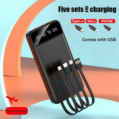 Ultimate Portable Power Bank 10000mAh with 4 Built-In Cables - Stay Charged Anywhere!