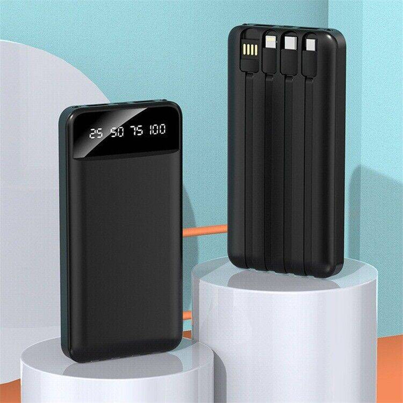 Ultimate Portable Power Bank 10000mAh with 4 Built-In Cables - Stay Charged Anywhere!